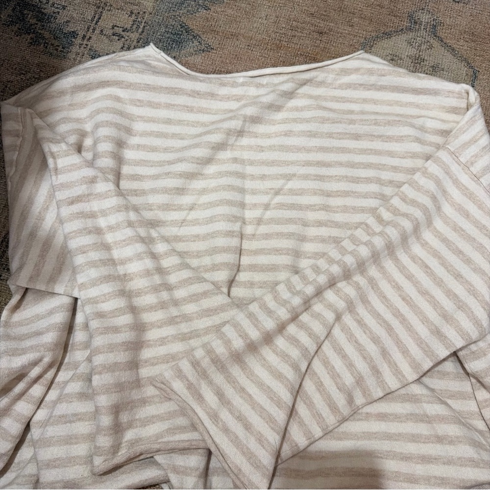aerie Neutral Striped Long Sleeve Top in Beige and Cream